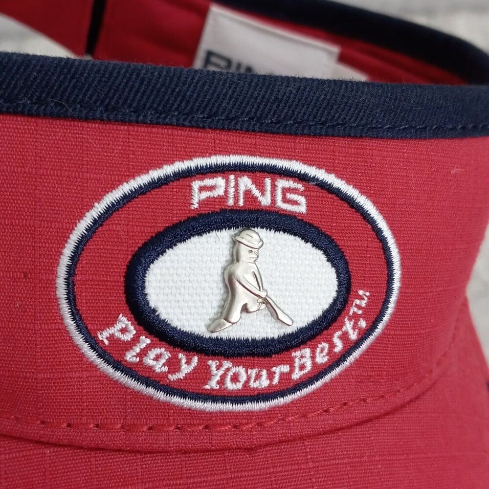 Ping Golf Visor Hat Logo Red Osfa Adjustable Stra… - image 7